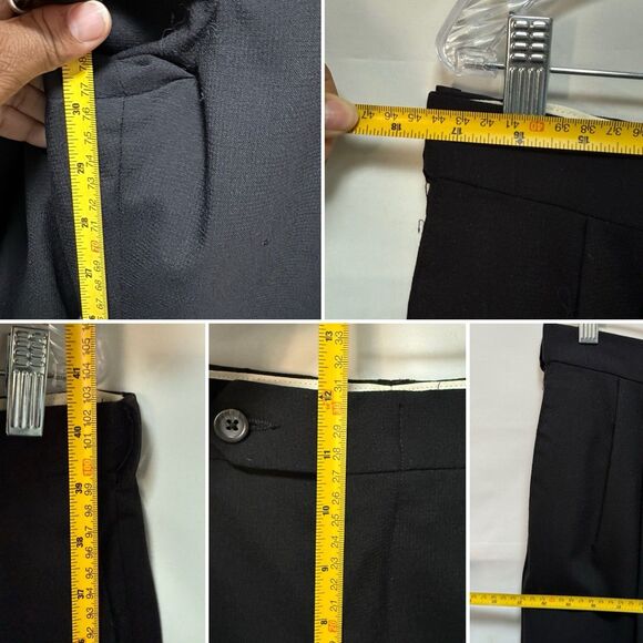 Oscar De La Renta Dress Pants Mens 34x30 Black 100% Wool Pleated - Picture 10 of 16